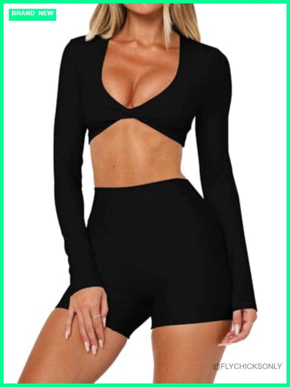 Women's Long Sleeve Crop Workout Top Double Lined V Neck Yoga Tee